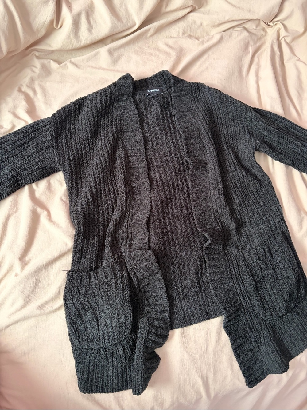 Express Black Chunky Open-Front Knit Cardigan